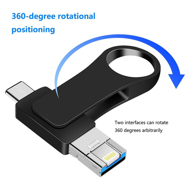 8GB USB 3.0 + 8 Pin + USB-C / Type-C 3 in 1 Mobile Computer Metal U-Disk(Black)