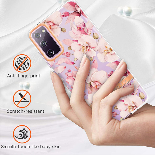Samsung Galaxy S20 FE 4G / 5G Flowers and Plants Series IMD TPU Phone Case(Pink Gardenia)