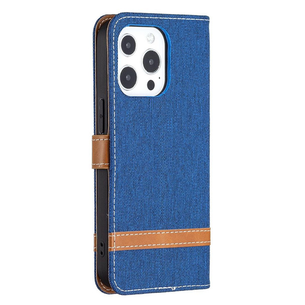 Color Matching Denim Texture Horizontal Flip Leatherette Case with Holder & Card Slots & Wallet & Lanyard - iPhone 13 Pro(Royal Blue)