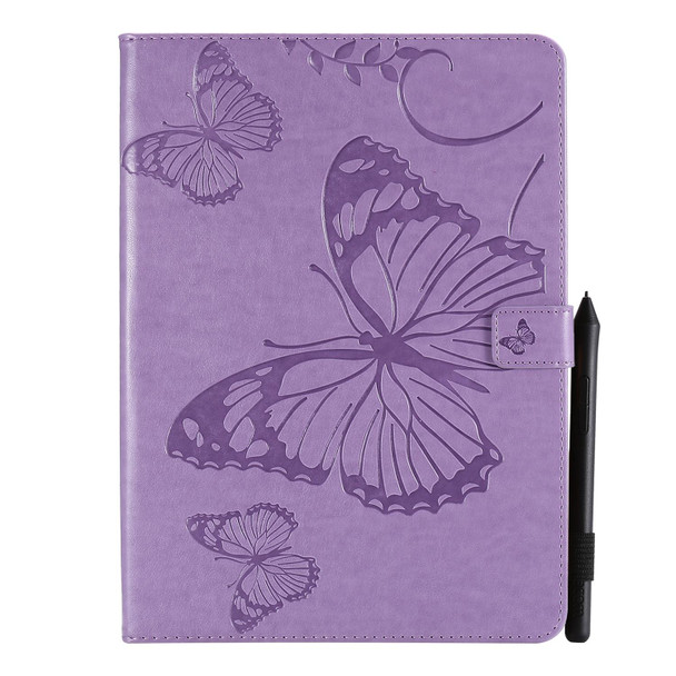 Pressed Printing Butterfly Pattern Horizontal Flip Leather Case with Holder & Card Slots & Wallet & Sleep / Wake-up Function - iPad Air 2022 / 2020 10.9 /iPad Pro 11 2020 / 2018(Purple)