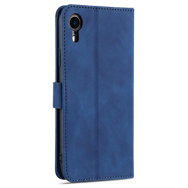 AZNS Skin Feel Calf Texture Horizontal Flip Leatherette Case with Card Slots & Holder & Wallet - iPhone XR(Blue)