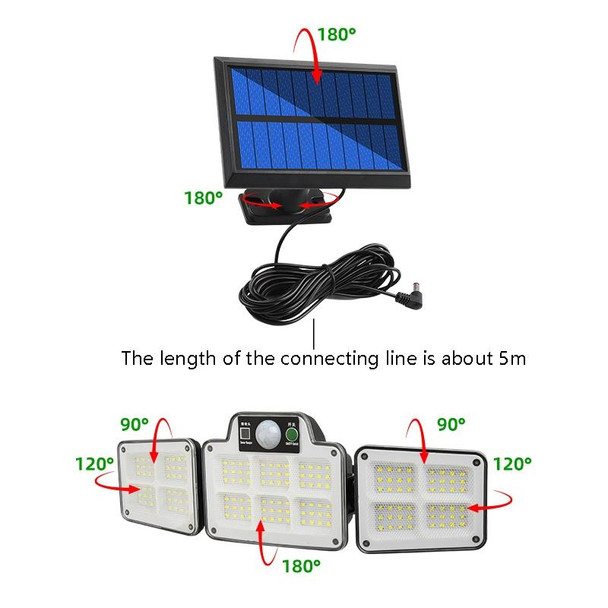 168 LED Solar Split Type Courtyard Lamp Outdoor Waterproof Corridor Garden Human Body Sensing Street Light