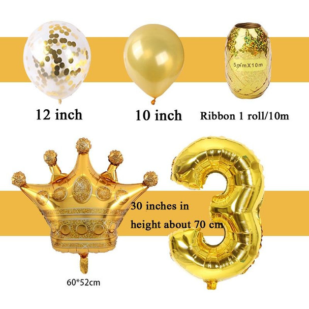 2 PCS Birthday Baby Children Golden Crown Aluminum Film Number Balloon Set Wedding Scene Decoration(Number 1 )