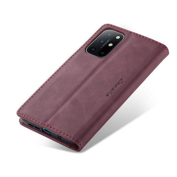 OnePlus 8T CaseMe-013 Multifunctional Retro Frosted Horizontal Flip Leather Case with Card Slot & Holder & Wallet(Wine Red)