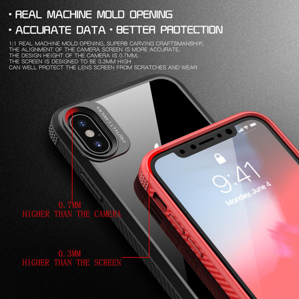 iPAKY MG Series Carbon Fiber Texture Shockproof TPU+ Transparent PC Case - iPhone XS Max(Black)