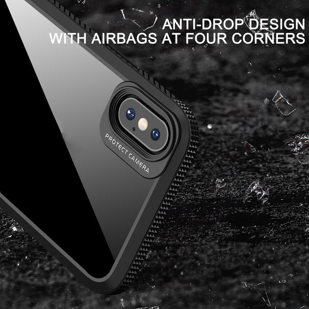 iPAKY MG Series Carbon Fiber Texture Shockproof TPU+ Transparent PC Case - iPhone XS Max(Black)