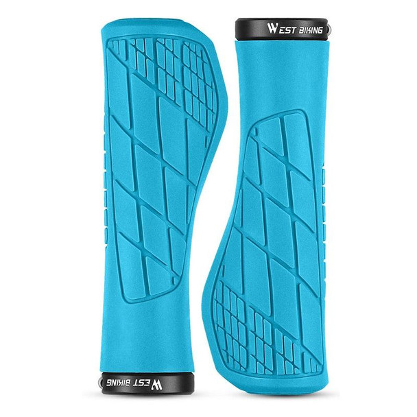 1 Pair WEST BIKING YP0804060 Bicycle Grips Mountain Bike Non-Slip Rubber Grips(Blue)