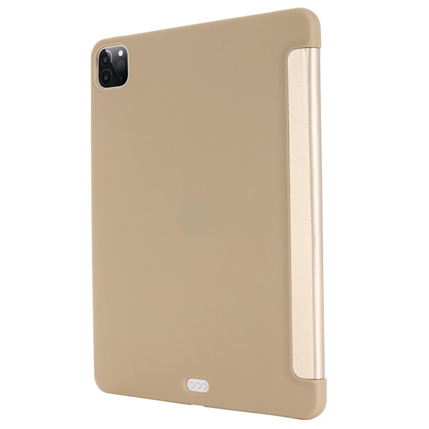 TPU Horizontal Flip Leather Tablet Case with Three-folding Holder - iPad Pro 12.9 2021/2020/2018(Gold)