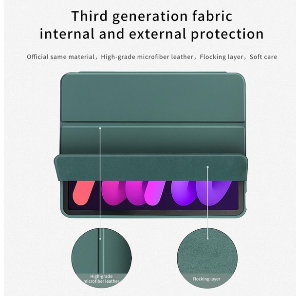 3-Fold Holder Shockproof Leatherette Smart Tablet Case for iPad mini 6(White)