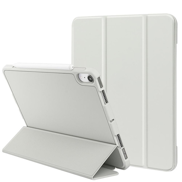 3-Fold Holder Shockproof Leatherette Smart Tablet Case for iPad mini 6(White)