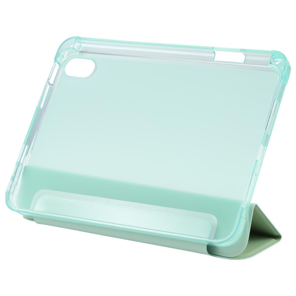 TPU Transparent Back Cover Horizontal Flip Leather Tablet Case with Three-folding Holder & Pen Slot - iPad mini 6(Green)