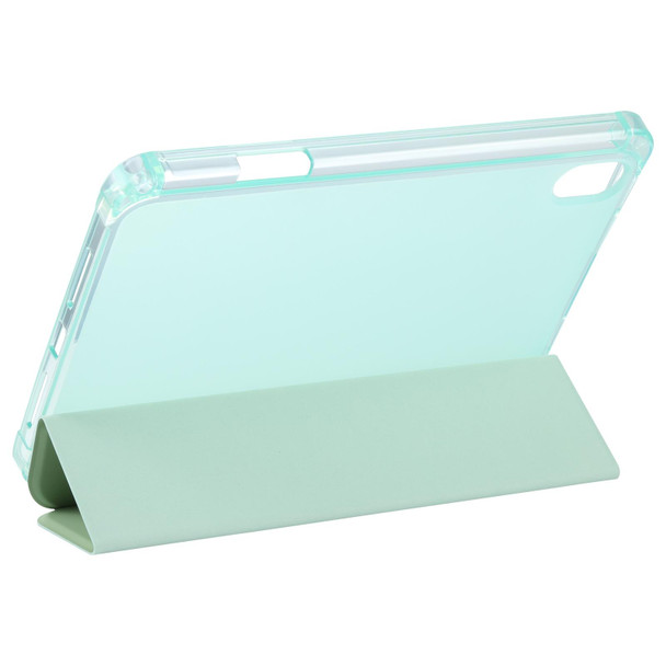 TPU Transparent Back Cover Horizontal Flip Leather Tablet Case with Three-folding Holder & Pen Slot - iPad mini 6(Green)