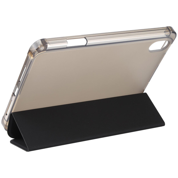 TPU Transparent Back Cover Horizontal Flip Leather Tablet Case with Three-folding Holder & Pen Slot - iPad mini 6(Black)