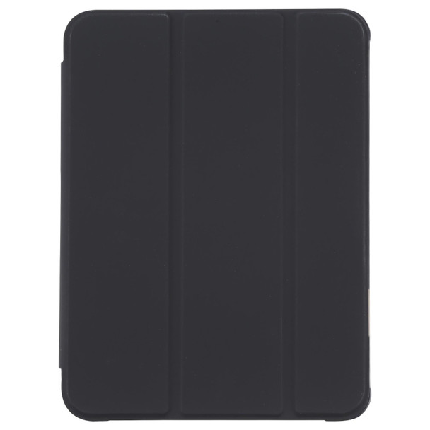 TPU Transparent Back Cover Horizontal Flip Leather Tablet Case with Three-folding Holder & Pen Slot - iPad mini 6(Black)