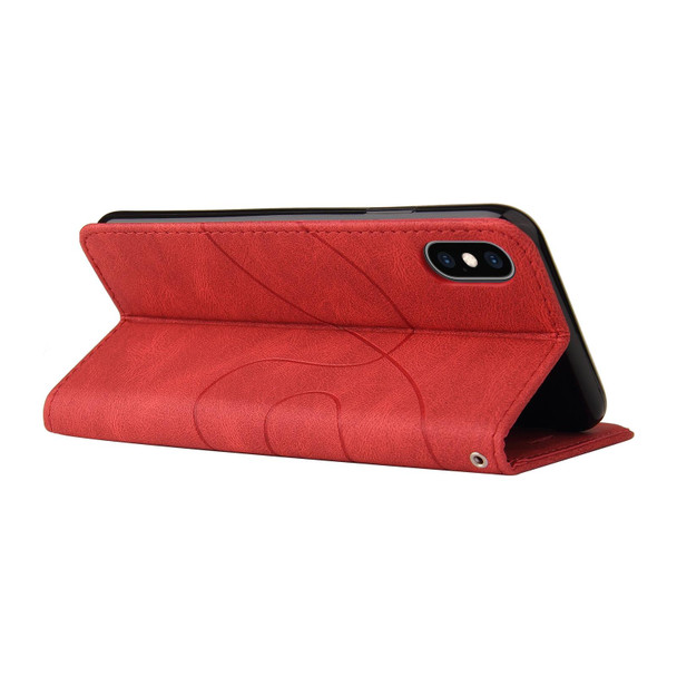 Dual-color Splicing Horizontal Flip PU Leatherette Case with Holder & Card Slots & Wallet - iPhone XS Max(Red)