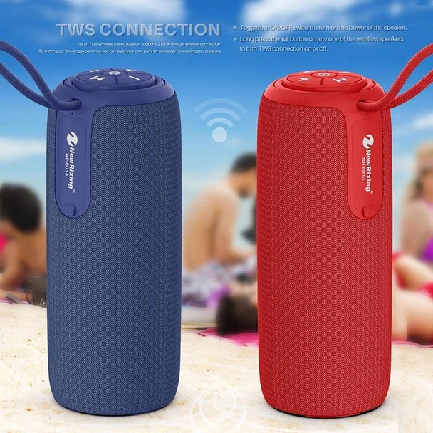 NewRixing NR8013 10W TWS Portable Wireless Stereo Speaker Support TF Card / FM(Blue)