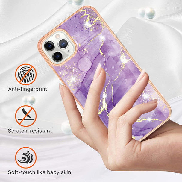 Electroplating Marble Pattern Dual-side IMD TPU Shockproof Case - iPhone 11 Pro Max(Purple 002)
