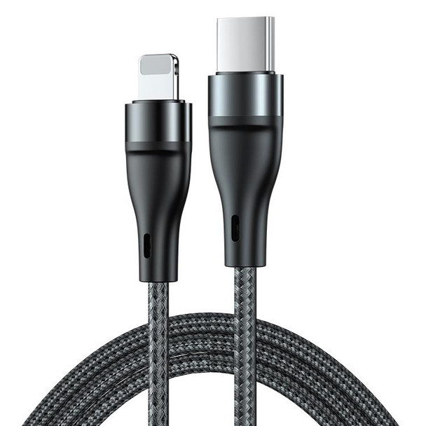 ADC-003 USB-C / Type-C to 8 Pin PD Fast Charging Weave Data Cable for iPhone, iPad, Length:2m(Black)