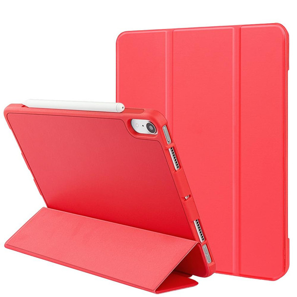 3-Fold Holder Shockproof Leatherette Smart Tablet Case for iPad mini 6(Red)