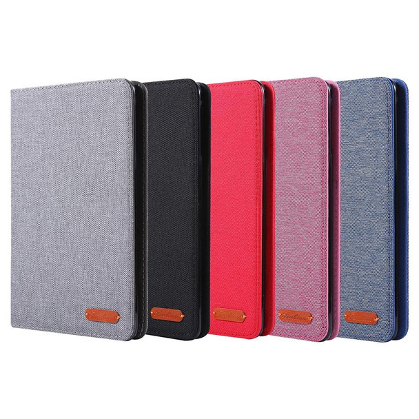 Cloth Teature Horizontal Flip PU Leatherette Tablet Case with Holder & Card Slots - iPad mini 6 2021(Rose Red)