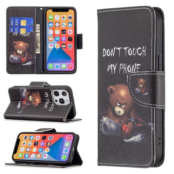Colored Drawing Pattern Horizontal Flip Leatherette Case with Holder & Card Slots & Wallet - iPhone 13 Pro(Bear)
