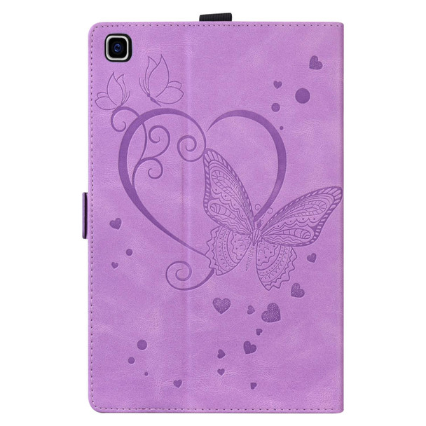 Samsung Galaxy Tab A7 10.4 (2020) SM-T500 SM-T505 Love Butterfly Pattern Horizontal Flip Leather Case with Holder(Purple)