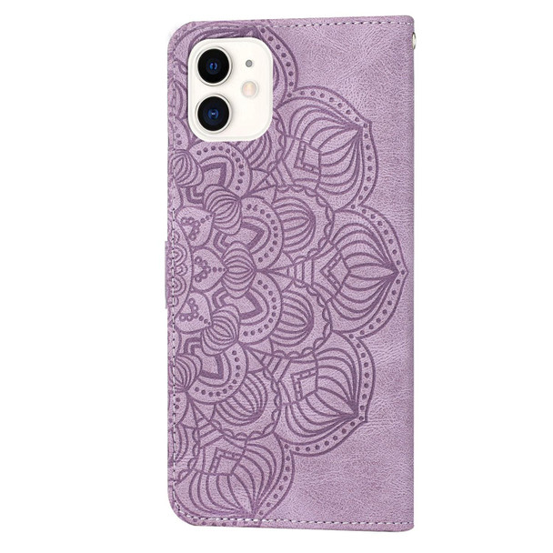 Mandala Embossed Flip Leather Phone Case - iPhone 12 mini(Purple)