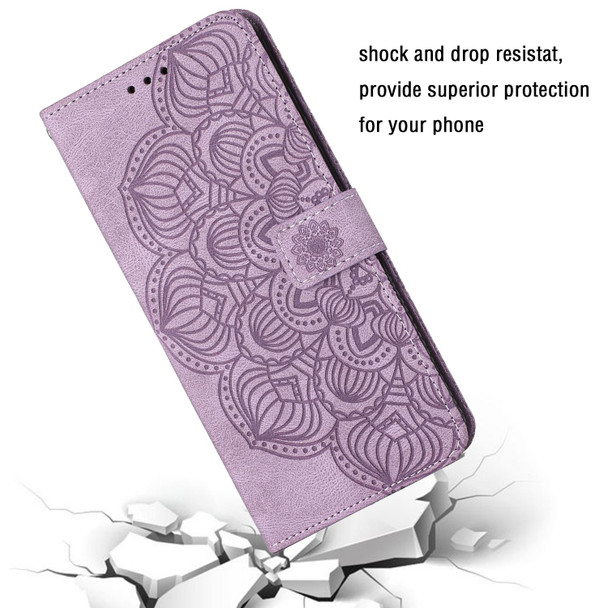 Mandala Embossed Flip Leather Phone Case - iPhone 12 mini(Purple)