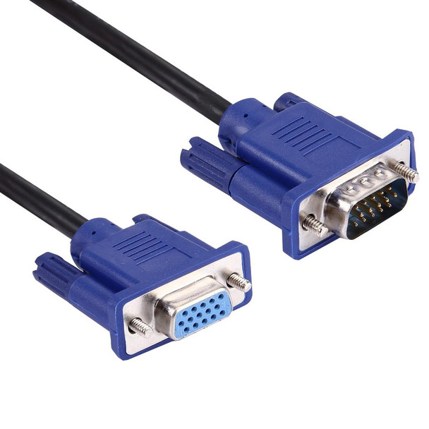 1.5m Good Quality VGA 15 Pin Male to VGA 15 Pin Female Cable for LCD Monitor, Projector, etc