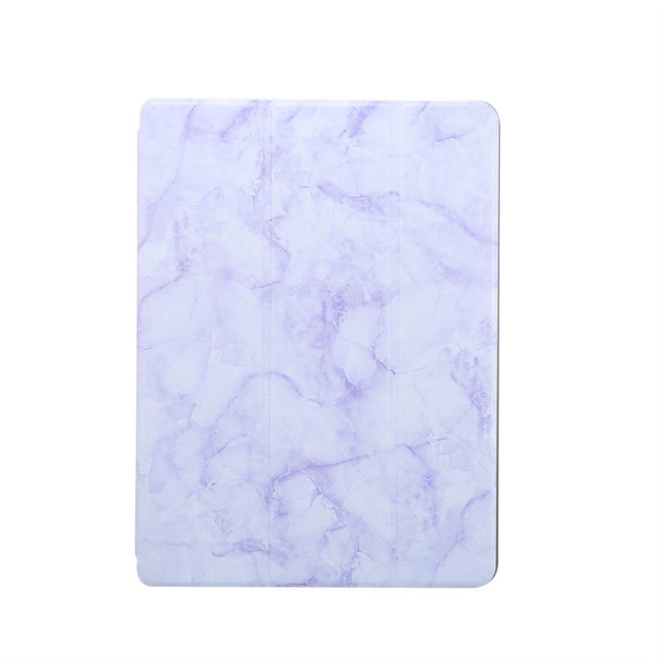iPad 10.2 inch Marble Texture Pattern Horizontal Flip Leather Case, with Three-folding Holder & Pen Slot & Sleep / Wake-up Function(Purple)