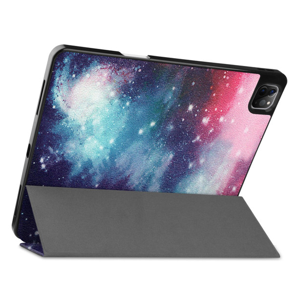 Colored Drawing Horizontal Flip TPU + PU Leatherette Tablet Case with Three-folding Holder & Sleep / Wake-up Function & Pen Slot - iPad Pro 12.9 (2021)(Milky Way)