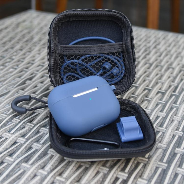 AirPods Pro 5 in 1 Silicone Earphone Protective Case + Earphone Bag + Earphones Buckle + Hook + Anti-lost Rope Set(Blue)