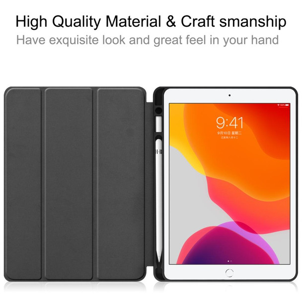 iPad 10.2 2021 / 2020 / 2019 Custer Texture Horizontal Flip Smart TPU Leather Case with Sleep / Wake-up Function & Three-folding Holder & Pen Slot(Rose Gold)