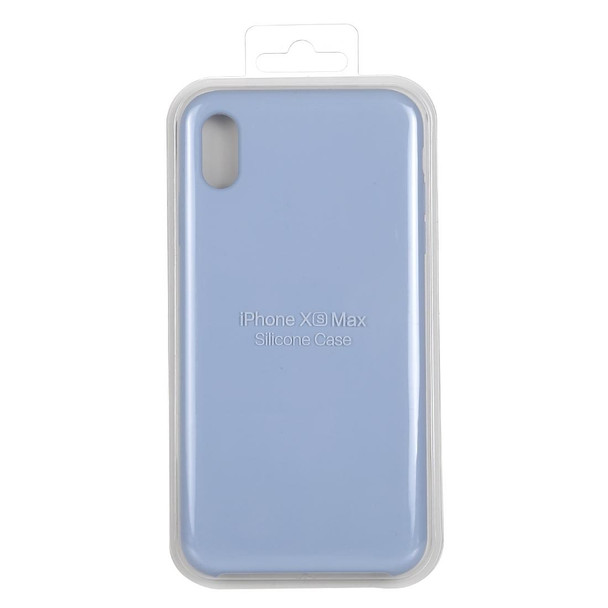 Four Corners Full Coverage Liquid Silicone Protective Case Back Cover for iPhone XS Max  6.5 inch(Baby Blue)