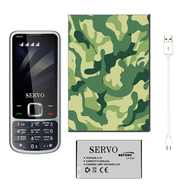 SERVO V9500 Mobile Phone, Russian Key, 2.4 inch, Spredtrum SC6531CA, 21 Keys, Support Bluetooth, FM, Magic Sound, Flashlight, GSM, Quad SIM(Black)