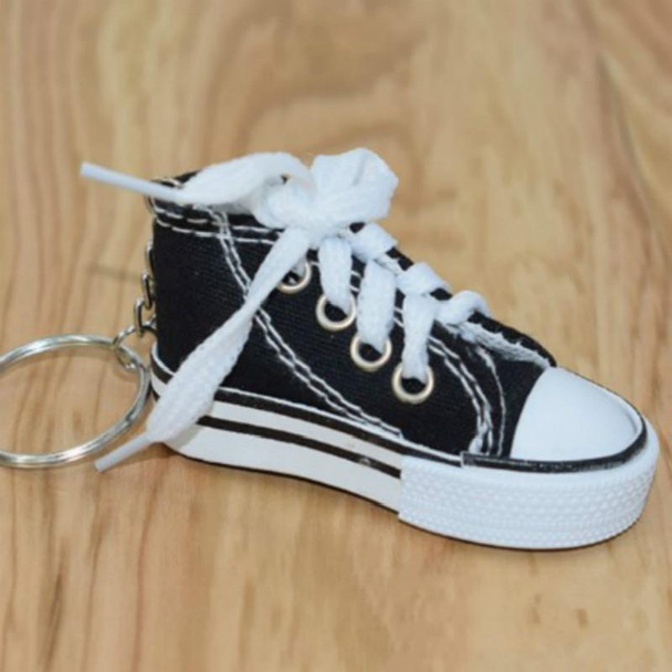 2 PCS Mini Simulation Canvas Shoes Sneaker Keychain Pendant(Black)