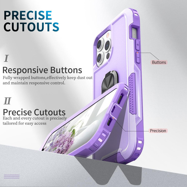 3 in 1 PC + TPU Phone Case with Ring Holder - iPhone 13 Pro(Purple)