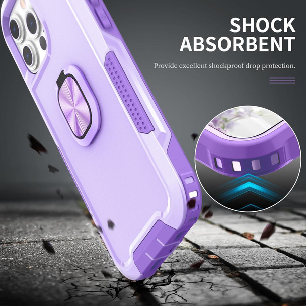 3 in 1 PC + TPU Phone Case with Ring Holder - iPhone 13 Pro(Purple)