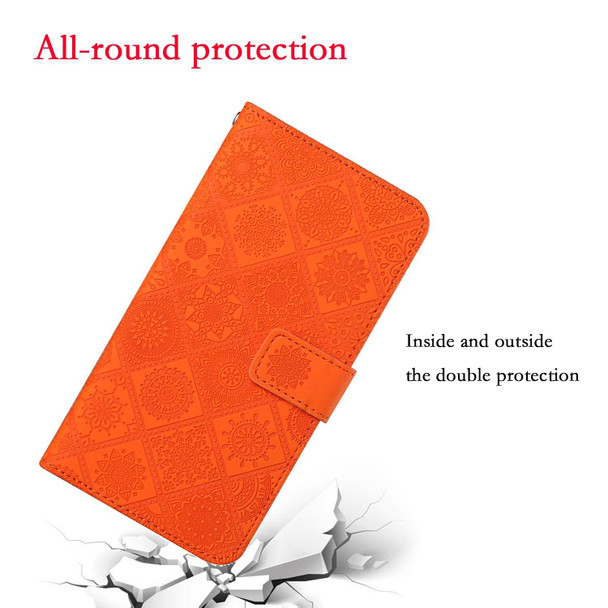 Ethnic Style Embossed Pattern Leatherette Phone Case - iPhone 13(Orange)