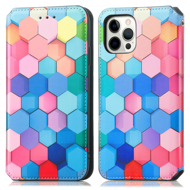 Colorful Magnetic Horizontal Flip PU Leatherette Case with Holder & Card Slot & Wallet - iPhone 13 mini(Color Honeycomb)