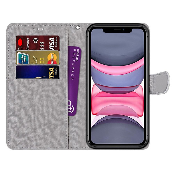 Coloured Drawing Cross Texture Horizontal Flip PU Leatherette Case with Holder & Card Slots & Wallet & Lanyard - iPhone 11(Upskirt)