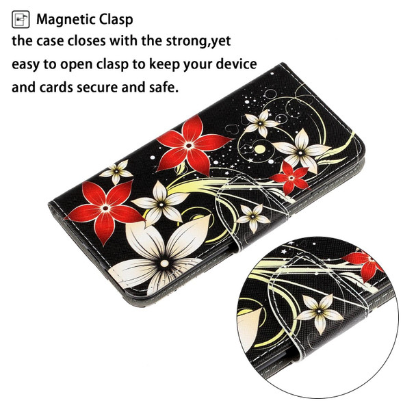 3D Colored Drawing Horizontal Flip Leatherette Phone Case - iPhone 13 Pro Max(Red Flower)