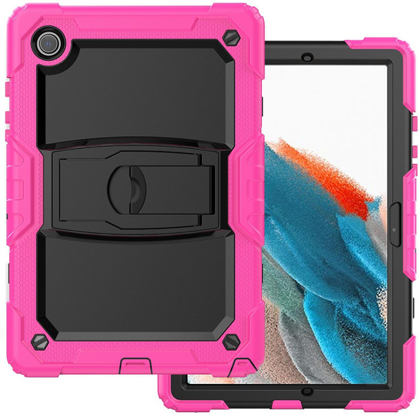 Samsung Galaxy Tab A8 10.5 2021 Shockproof Black Silicone + PC Tablet Protective Case(Rose Red)