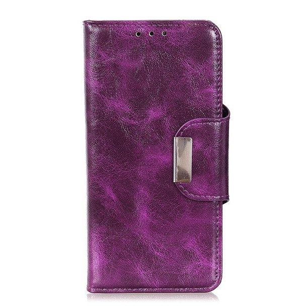 Crazy Horse Texture Magnetic Buckle Horizontal Flip Leatherette Case with Holder & 6-Card Slots & Wallet - iPhone 13 Pro Max(Purple)
