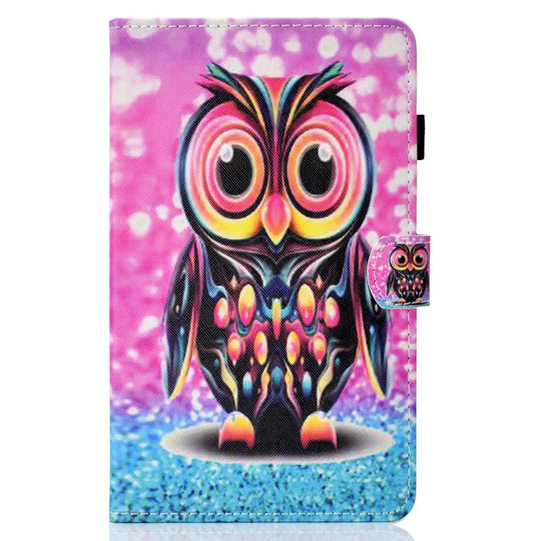 Coloured Drawing Horizontal Flip Leatherette Tablet Case with Holder & Card Slot & Sleep / Wake-up Function - iPad mini 6(Owl)