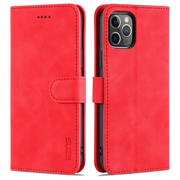 AZNS Skin Feel Calf Texture Horizontal Flip Leatherette Case with Card Slots & Holder & Wallet - iPhone 11 Pro Max(Red)