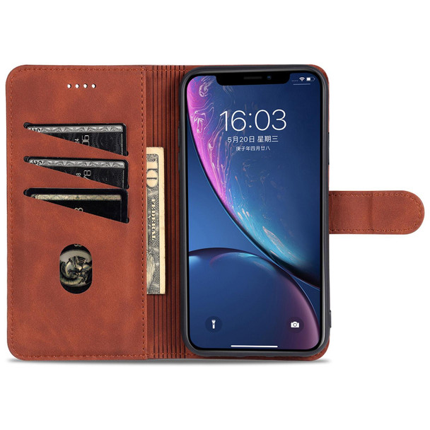 AZNS Skin Feel Calf Texture Horizontal Flip Leatherette Case with Card Slots & Holder & Wallet - iPhone XR(Red)