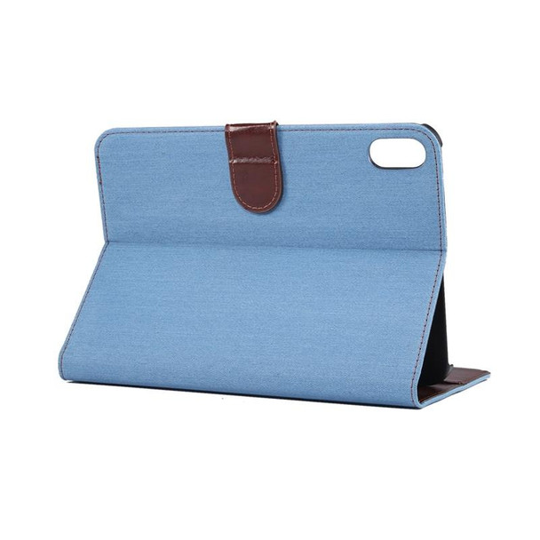 Denim Texture PC Horizontal Flip Leatherette Protective Tablet Case, with Holder & Card Slots & Wallet & Photo Frame & Sleep / Wake-up Function - iPad mini 6(Light Blue)