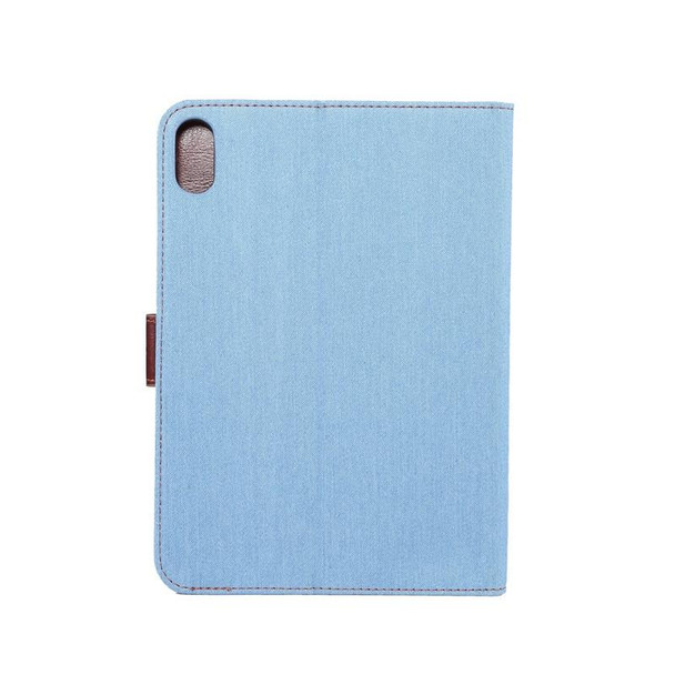 Denim Texture PC Horizontal Flip Leatherette Protective Tablet Case, with Holder & Card Slots & Wallet & Photo Frame & Sleep / Wake-up Function - iPad mini 6(Light Blue)