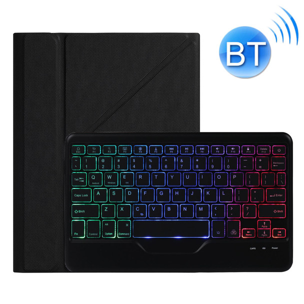 B07S Splittable Backlight Bluetooth Keyboard Leatherette Tablet Case with Triangle Holder & Pen Slot - iPad 9.7 2018 & 2017 / Pro 9.7 / Air 2(Black Diamond Pattern)